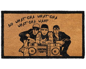 Felpudo "What'cha Want" de 76 x 43 cm, Felpudo de bienvenida de los Beasty Boys, Felpudo "So Whatchawant", Felpudo "So Whatchawhatcha Want"
