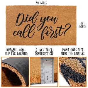 MAINEVENT Did You Call First Doormat 30"x17" Farmhouse Door Mat with Thick Non-slip PVC Backing image 3