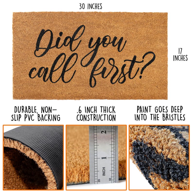 MAINEVENT Did You Call First Doormat 30"x17" Farmhouse Door Mat with Thick Non-slip PVC Backing image 3