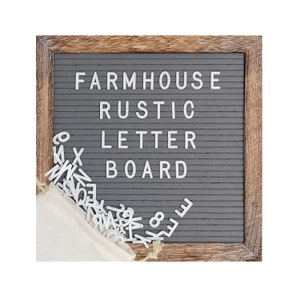 Felt Letter Board Set with Farmhouse Rustic Wood Frame 10x10 Grey with Brown Frame image 2