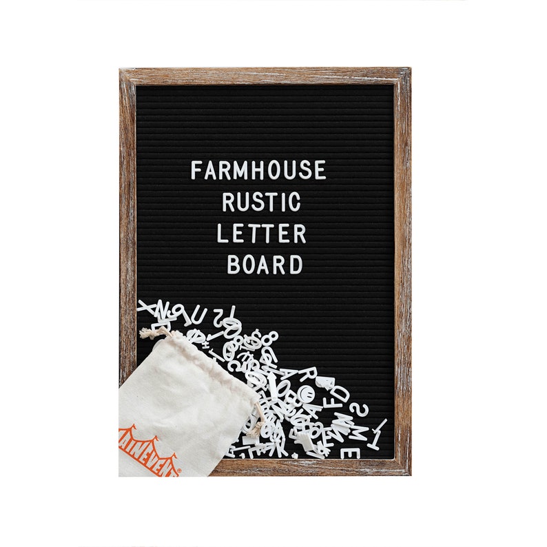 Felt Letter Board Set with Farmhouse Rustic Wood Frame 12x17 Barnwood Style Frame with Black Felt image 2