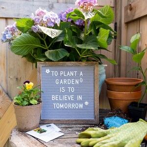 Felt Letter Board Set with Farmhouse Rustic Wood Frame 10x10 Grey with Brown Frame image 7