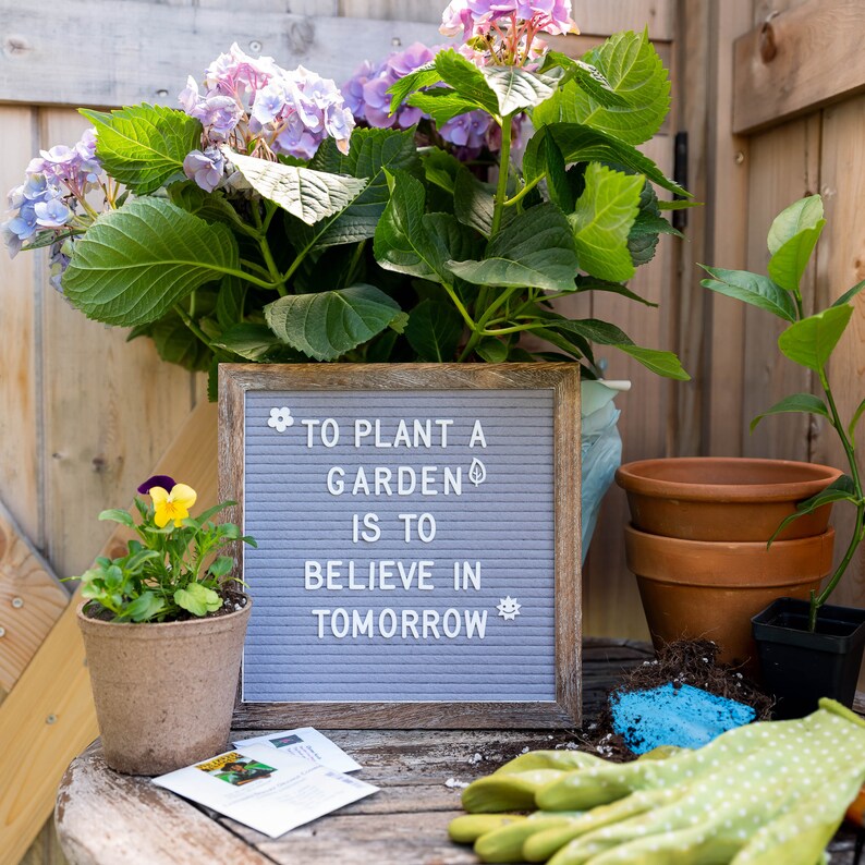 Felt Letter Board Set with Farmhouse Rustic Wood Frame 10x10 Grey with Brown Frame image 7