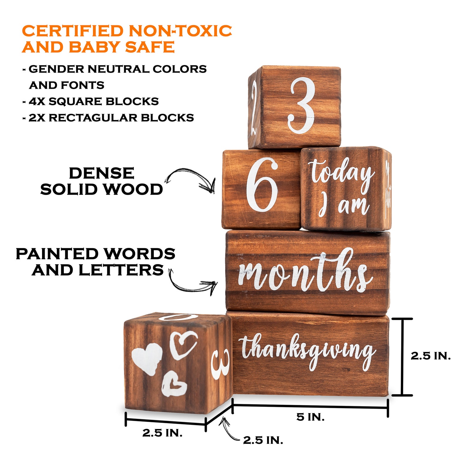 Baby Monthly Milestone Blocks 6 Blocks the Most Complete Etsy