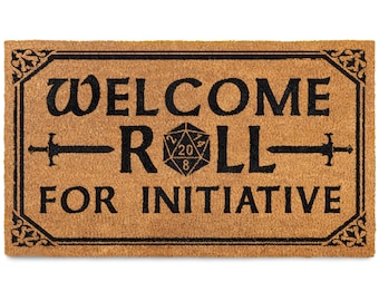 MAINEVENT Roll for Initiative Door Mat 30x17 Inch, Roll for Initiative Doormat, Dnd Doormat, Dnd Welcome Mat, Dungeons Doormat, Dnd Home