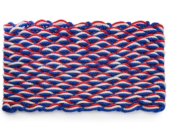 MAINEVENT Lobster Rope Mat Patriotic 30x17 Inch, Lobster Rope Door Mat Outdoor, All-Weather Nautical Door Mat, Non-Fade Lobster Doormat