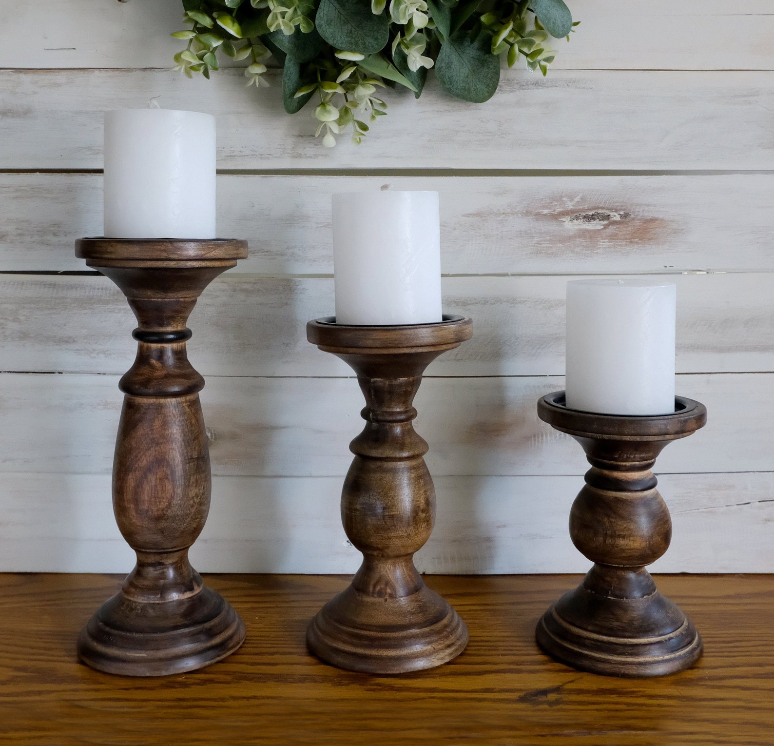 Candle Pillar Holder Set of 3 Farmhouse Candle Holders Etsy