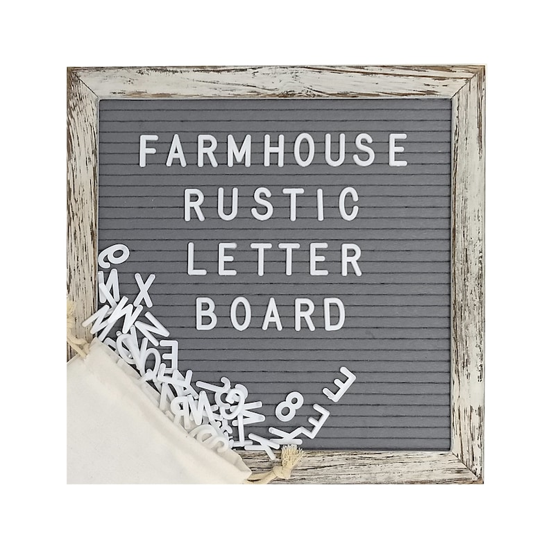 Felt Letter Board Set with Farmhouse Rustic Wood Frame for first day of school