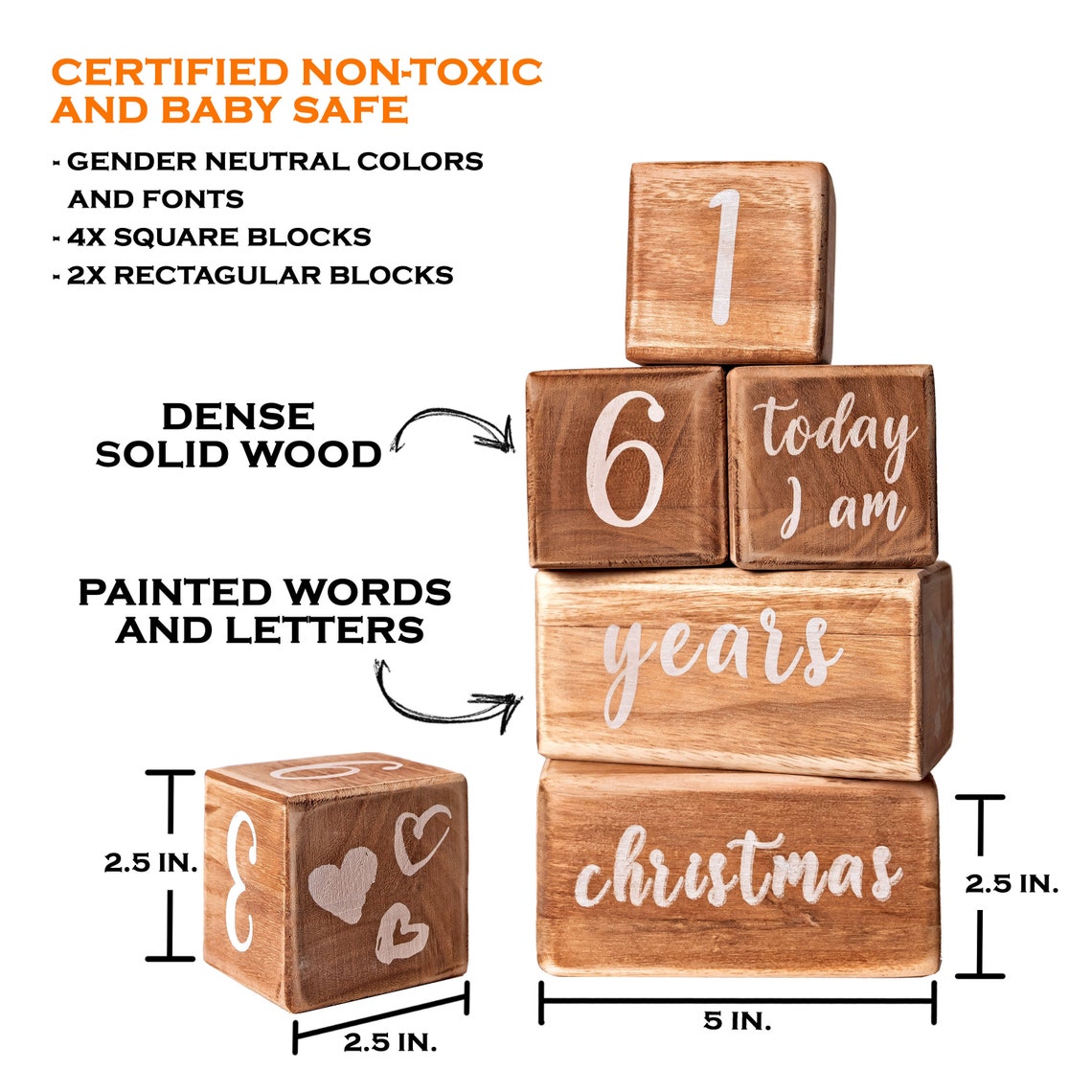 Baby Monthly Milestone Blocks 6 Blocks the Most Complete Etsy