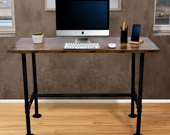 Industrial Pipe Desk for Home Office, Workstation, Small Rustic Industrial Office Desk, Easy to Assemble, Tools and Instructions Included