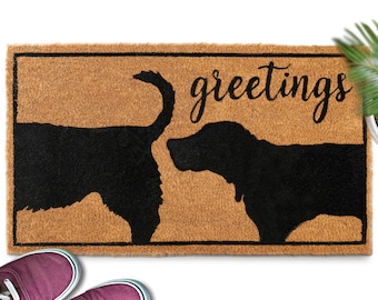 Greetings Dog Coir Doormat: Funny Animal Lover Welcome Mat