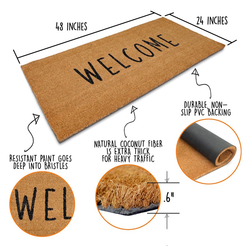 Welcome Long Rag MAINEVENT Welcome Long Door Mat 48x24 Inch, Oversized Welcome Mat for ...