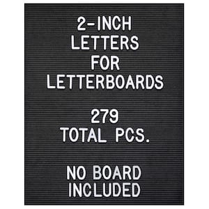 May include: White plastic letters for a letter board, 2 inches tall. The letters spell out "2-INCH LETTERS FOR LETTERBOARDS 279 TOTAL PCS. NO BOARD INCLUDED".