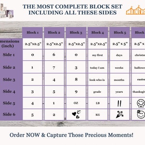 Baby Monthly Milestone Blocks 6 Blocks, the Most Complete Set, Baby Photography Props for Social Media, Rustic Neutral Baby Nursery Decor image 3