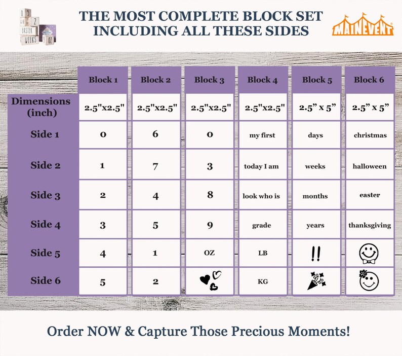 Baby Monthly Milestone Blocks 6 Blocks, the Most Complete Set, Baby Photography Props for Social Media, Rustic Neutral Baby Nursery Decor image 3