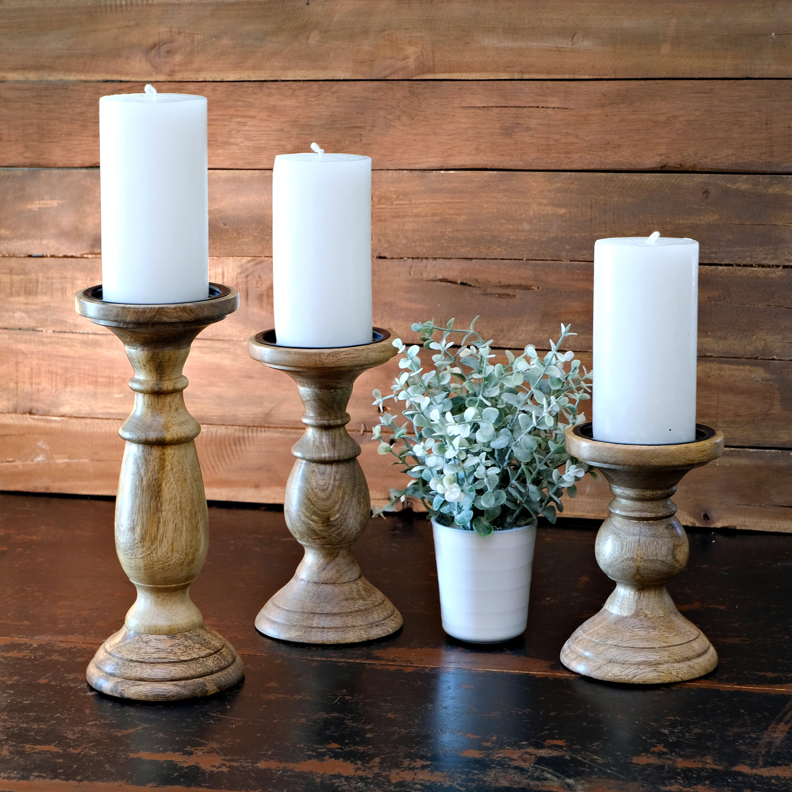Pillar Candle Holders Set of 3 Tall Candle Holders Table Etsy