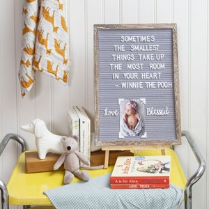 Felt Letter Board Set with Farmhouse Rustic Wood Frame - 12x17 Barnwood Style Frame with Grey Felt