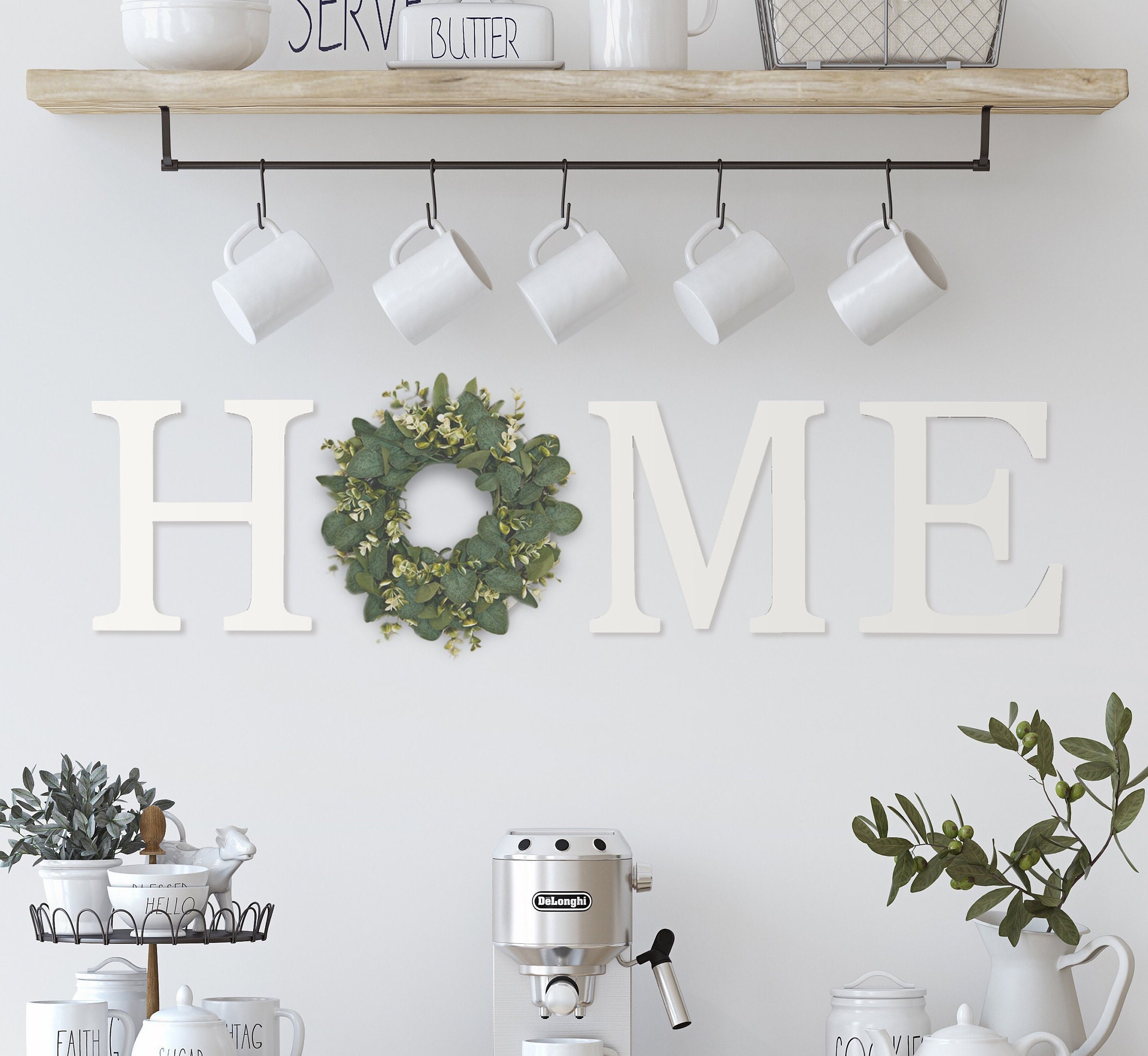 Hanging Home Letters for Wall With Wreath Farmhouse Signs for Etsy