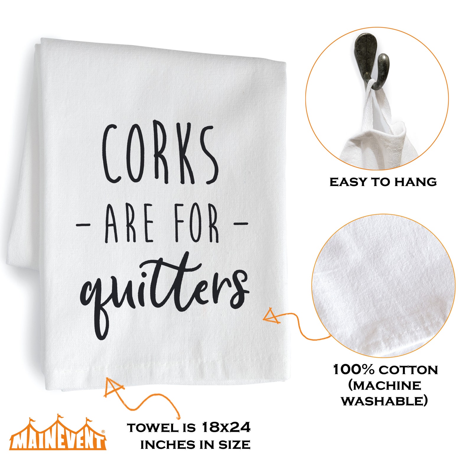 Corks Are for Quitters Towel 18x24 Inch Funny Kitchen Towels Etsy
