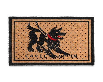 MAINEVENT Cave Canem Dog Door Mat 30x17 Inch, Funny Welcome Mat Dog for Front Door