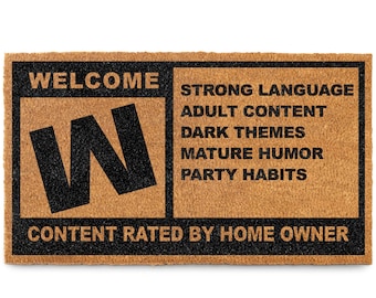 MAINEVENT RGamer Mature Rating Door Mat Outdoor 30x17 Inch, Rated M Welcome Home Mat Strong Language, Game Rating Mature Nerd Door Mat
