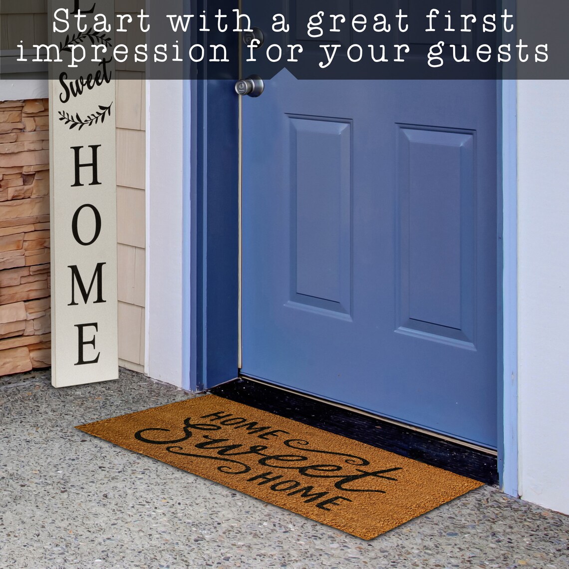 Home Sweet Home Doormat 30x17 Inches Coconut Coir Outdoor Etsy