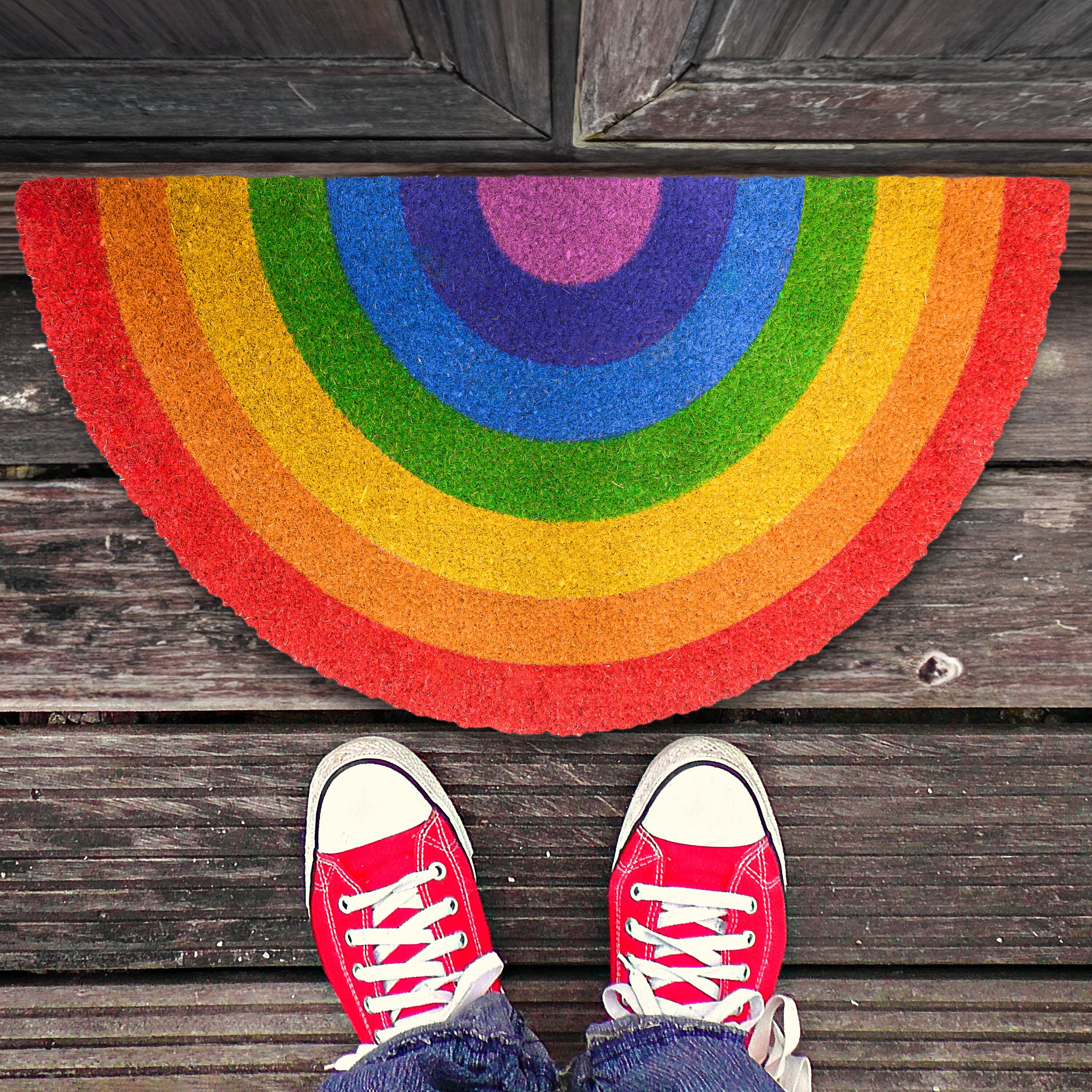 Rainbow PVC Outdoor mat,Welcome Mats for Front Door – THRILRUG
