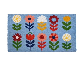 MAINEVENT Floral Doormat 30x17 Inch, Outdoor Welcome Mat Floral, Vibrant Door Mat Flower, Coir Spring Doormat
