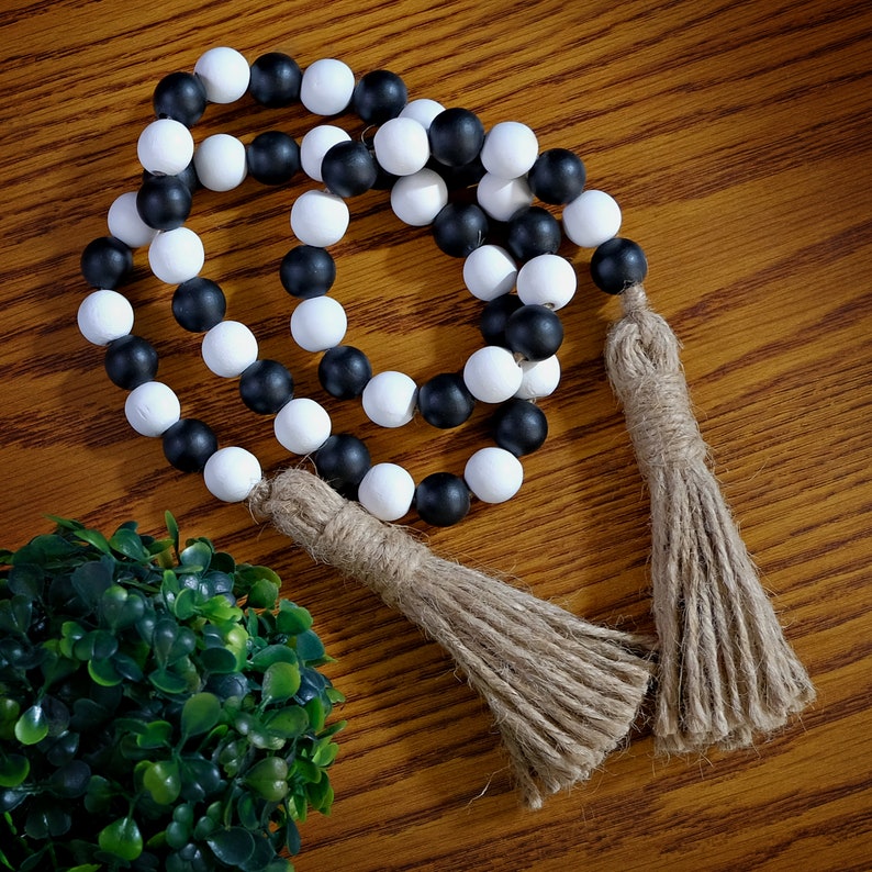 Decorative Wood Bead Garland Home Decor Farmhouse Beads With Etsy