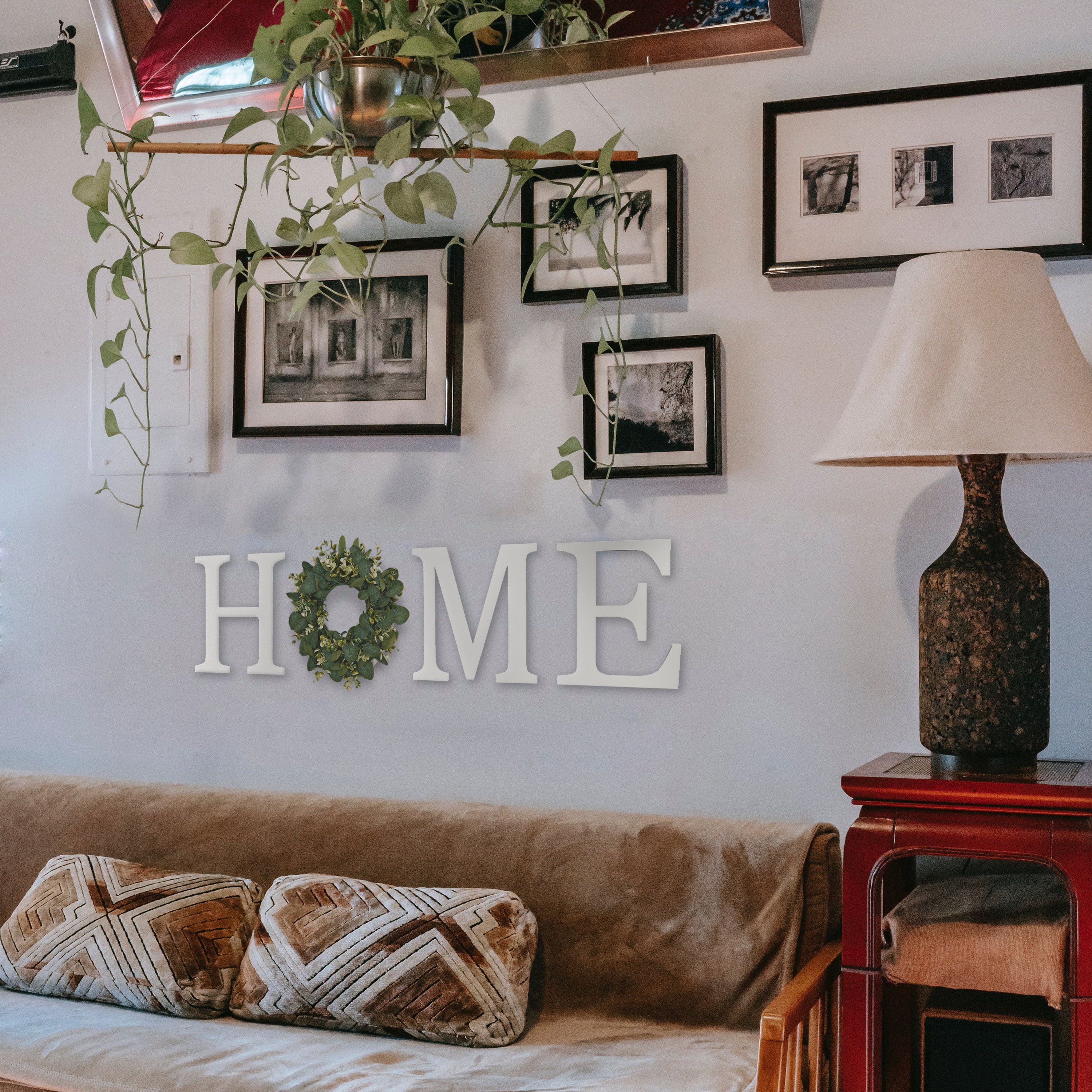 Hanging Home Letters for Wall With Wreath Farmhouse Signs for Etsy