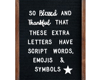 Extra Letters (NO BOARD INCLUDED) Symbols and Script Words for MainEvent Felt Letter Boards (Letters and Words Only Does not Include Board)