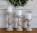 Pillar Candle Holders Set of 3, Wood Candle Holders, Farmhouse Candle Holders Centerpiece, Tall Candle Holders for LED Candles 