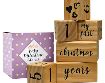 Baby Milestone Blocks: Rustic Wooden Photo Props, Nursery Decor