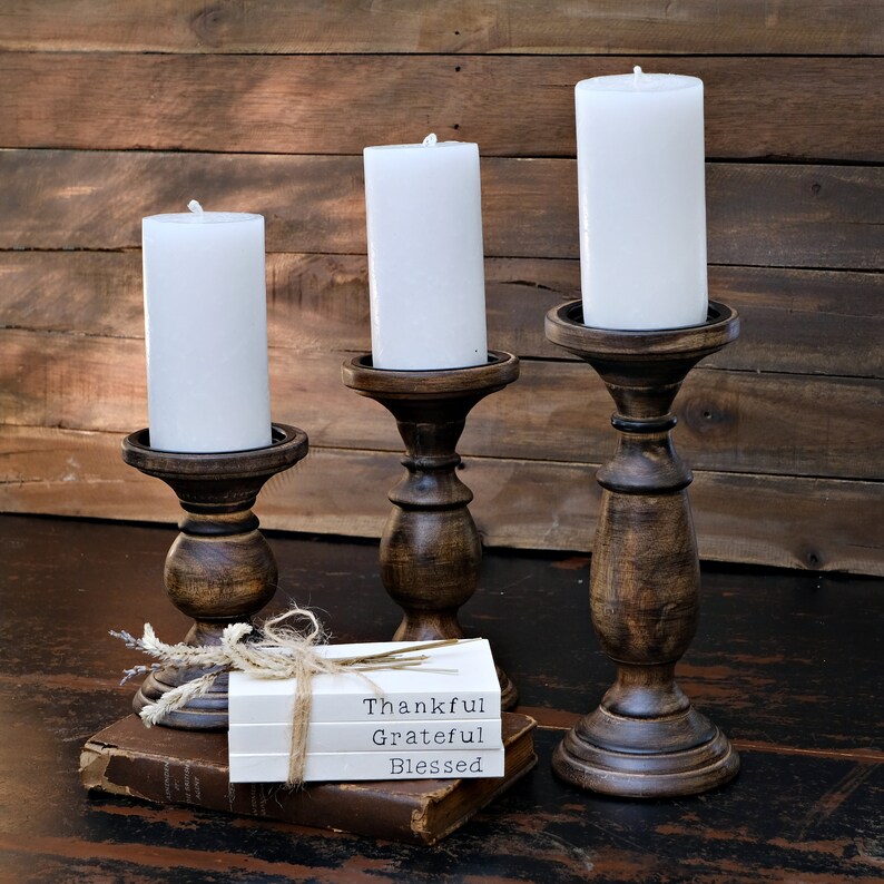 Candle Pillar Holder Set of 3 Farmhouse Candle Holders Etsy