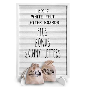 Changeable Letter Board 10x10 inches, Message Sign Board with Canvas Bag,  Adjustable Stand,Wall Mount and 340 Letters, Numbers & Symbols (White)