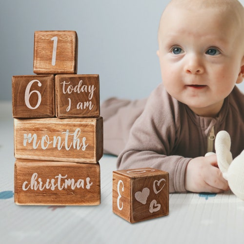 Baby Monthly Milestone Blocks 6 Blocks the Most Complete Etsy