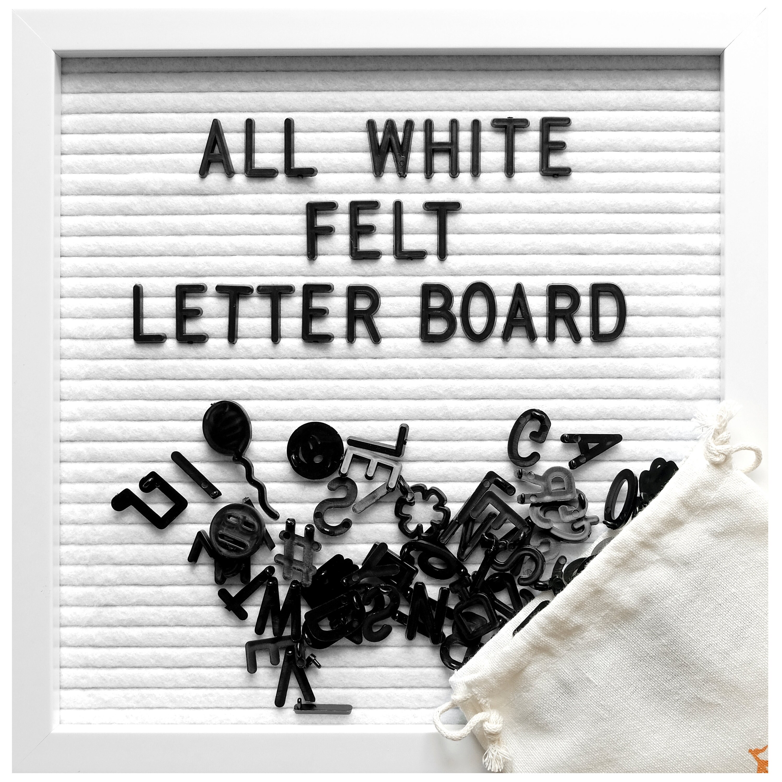 10x10 All White Felt Letter Board Changeable Letter Board Etsy