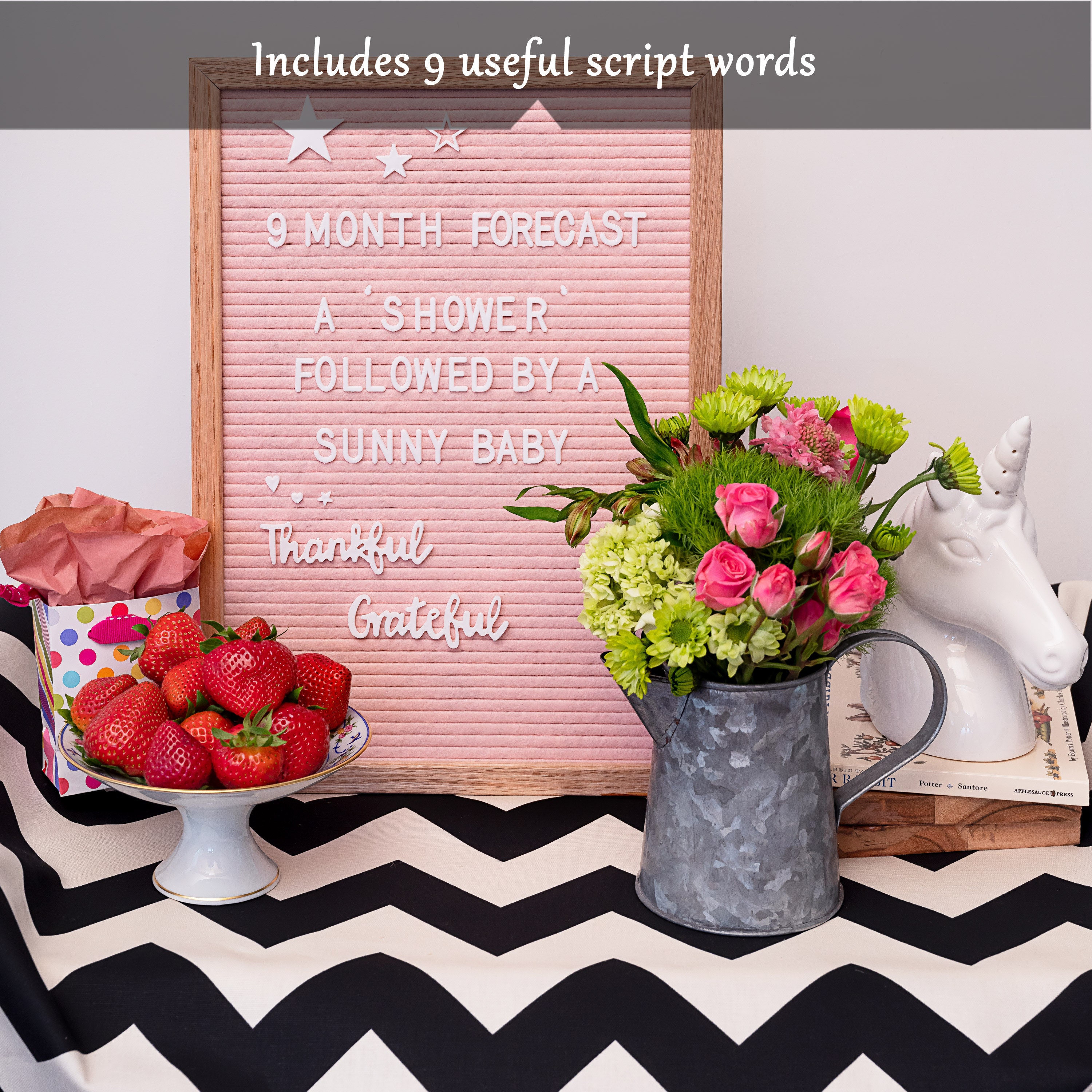 Felt Letter Board Set with Oak Wood Frame 12X17 Pink Great Etsy