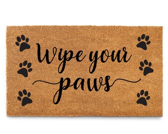 Wipe Your Paws Doormat 30x17 Inches, Funny Coconut Coir Welcome Mats for Front Door, Farmhouse Door Mat with Thick Non-slip PVC Backing