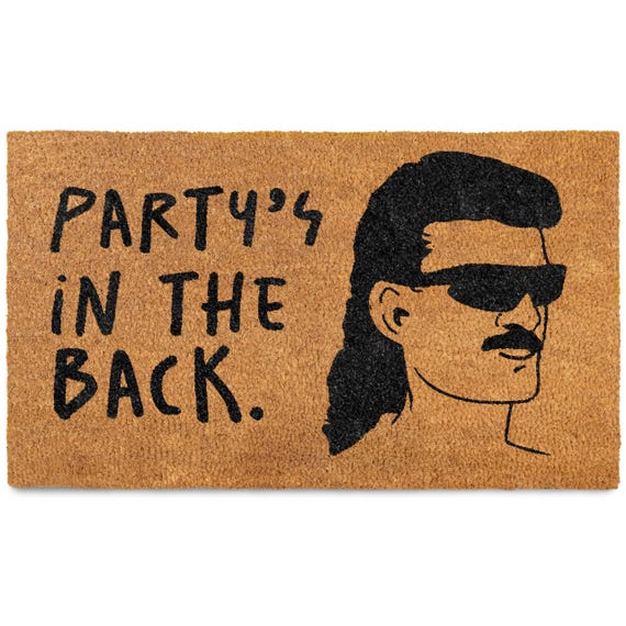 MAINEVENT Party's in The Back Door Mat 30x17 Inch, Welcome Mat Funny Outdoor Decor w/Non-Slip PVC Backing
