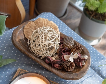 Decorative Bowl Home Decor 10 Inch Mini, Wooden Dough Bowl Decor, Wooden Bowl Decor, Wood Bowl Dining Room Table Centerpiece Decor Bowl