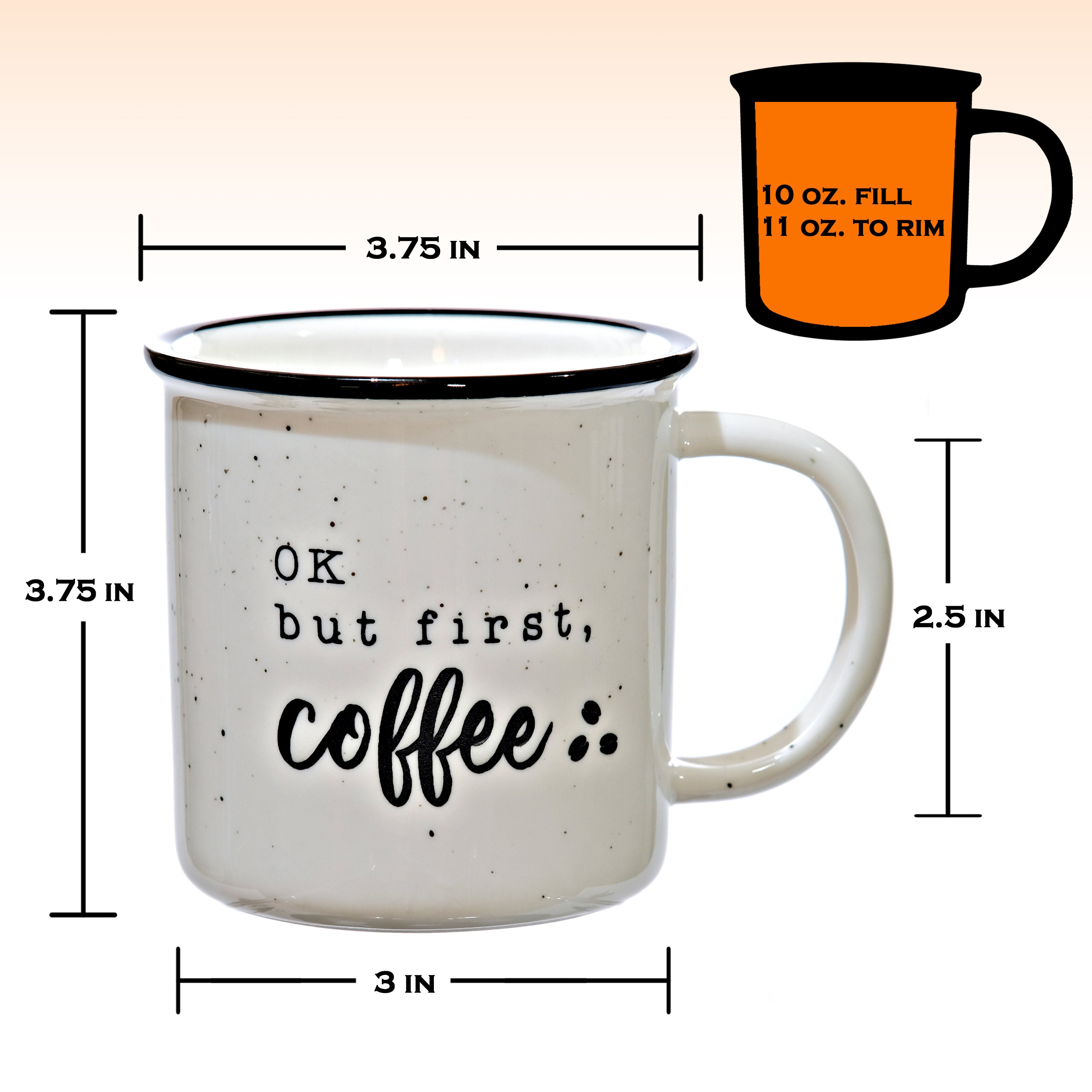 Funny 'Ok But First Coffee' Ceramic Mug - 11 Oz White Gift For Coffee Lovers, Coworkers, Mom & Dad