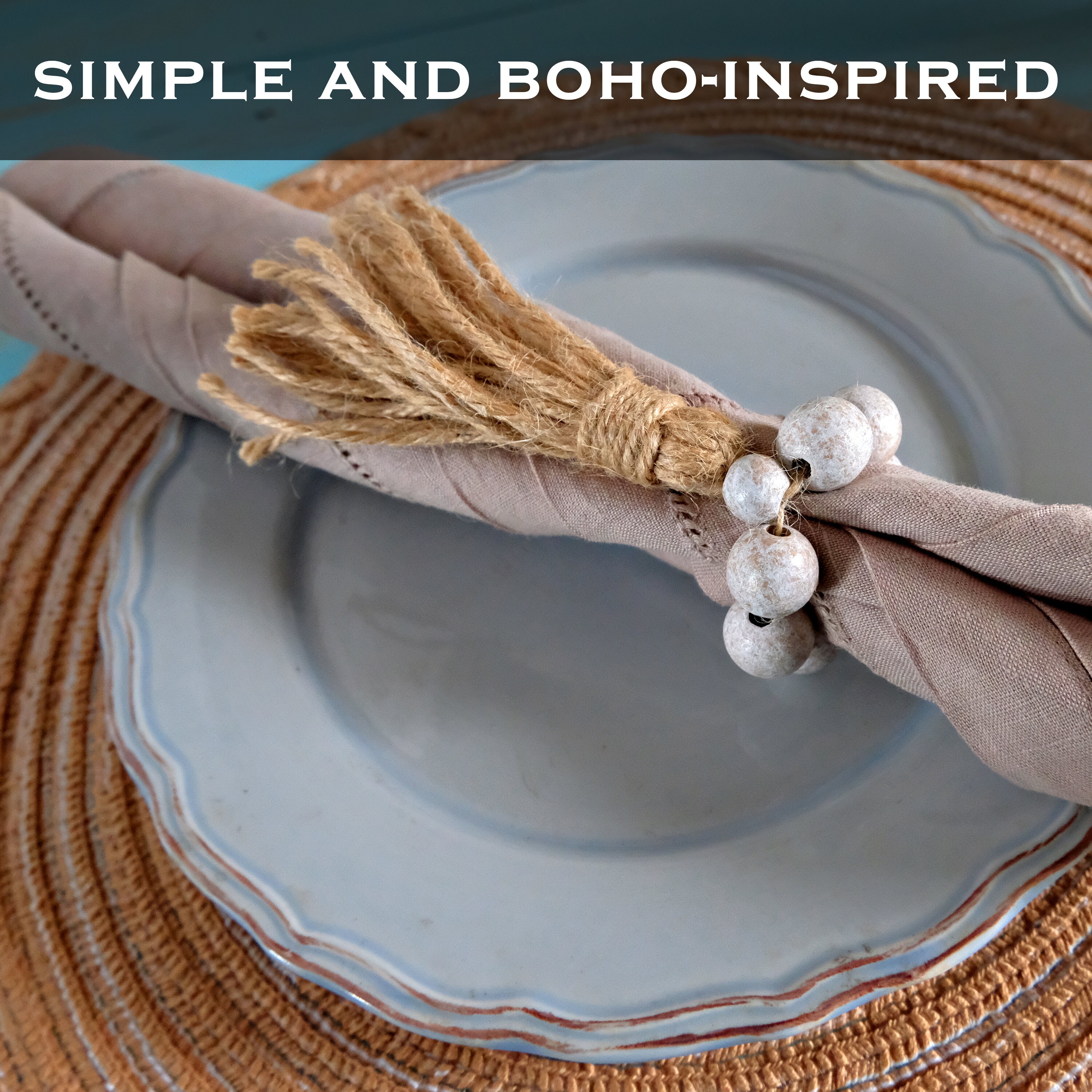 Wood Bead Napkin Rings Set of 6 Stretchable Farmhouse Napkin Etsy