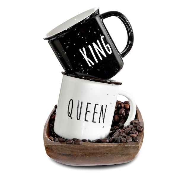 King Queen Coffee Mug Set of 2  Ceramic 11 Ounce, King Queen Mug Set, King Queen Coffee Mug Set, Queen King Mug, Couple Mug Him Her