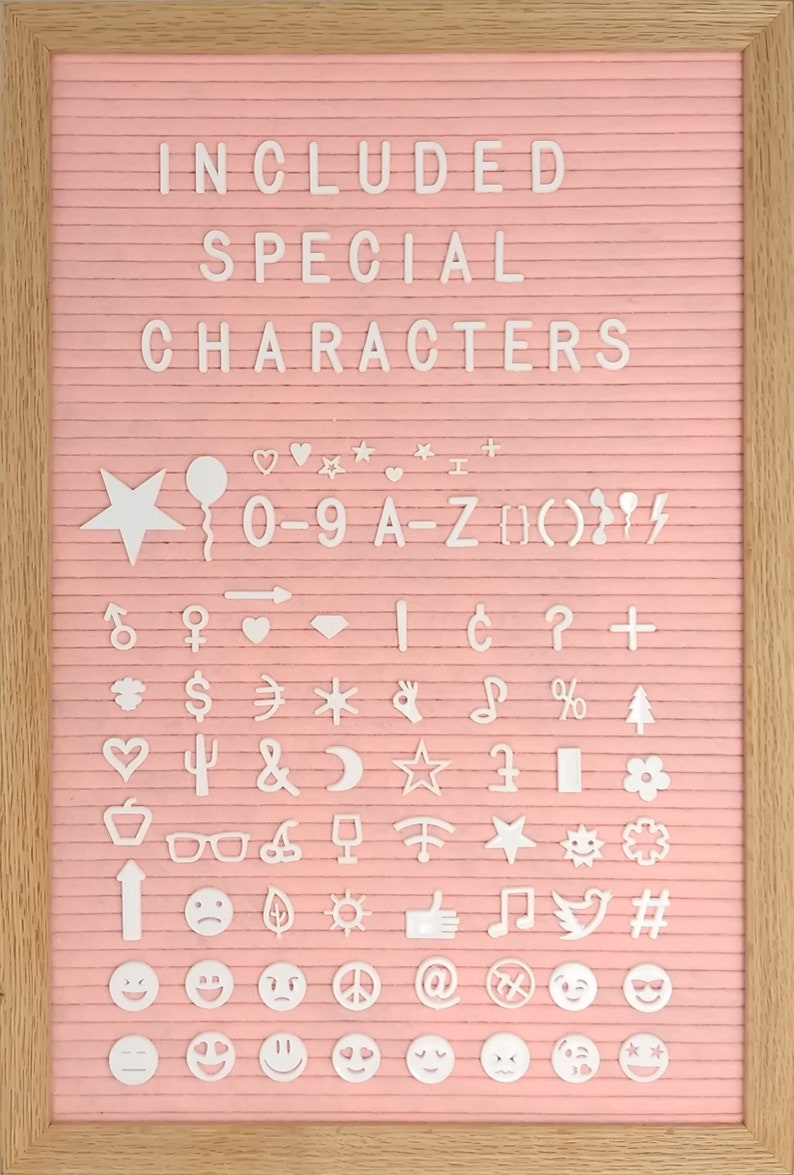 Felt Letter Board Set with Oak Wood Frame 12X17 Pink Great Etsy