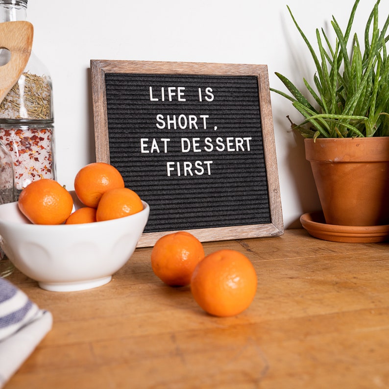 Felt Letter Board Set with Farmhouse Rustic Wood Frame 10x10 Black with Brown Frame image 7