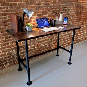 Industrial Pipe Desk for Home Office, Workstation, Small Rustic ...