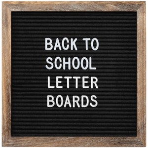 Felt Letter Board Set with Farmhouse Rustic Wood Frame - 10x10 Black with Brown Frame