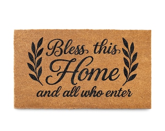 Bless This Home Doormat: Christian Welcome Mat, Coco Fiber 30x17 Inch