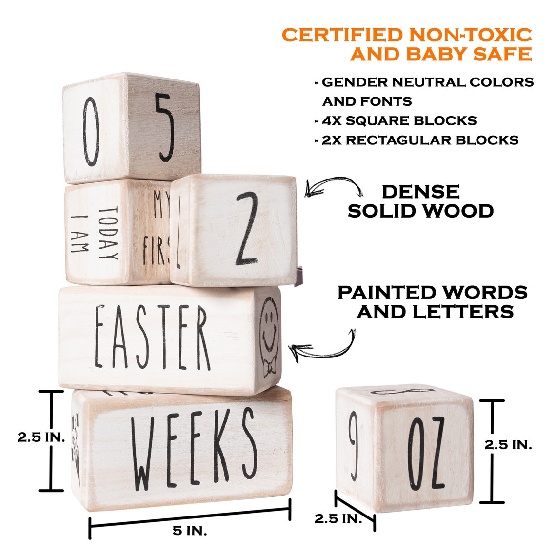 Baby Monthly Milestone Blocks 6 Blocks the Most Complete Etsy